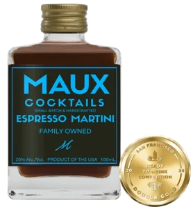 Espresso Martini bottle with its Double Gold medal