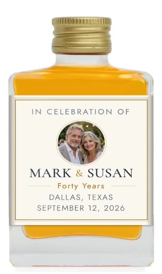 Custom anniversary label on a Maux Old Fashioned