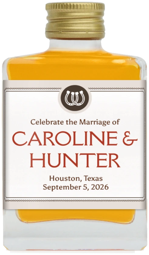 Front of a Caroline & Hunter Old Fashioned wedding label