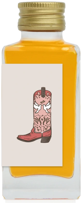 Right side of a Caroline & Hunter Old Fashioned wedding label