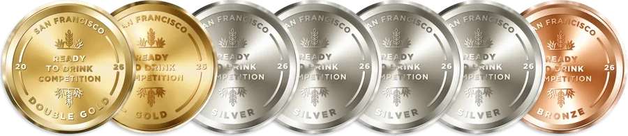 2026 San Francisco Ready to Drink Competition medals: Double Gold, Gold, four Silver and Bronze